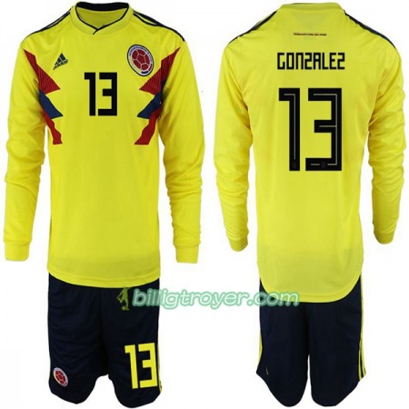 Billige Fotballdrakter Colombia Gonzalez 13 Barn VM 2018 Hjemmedraktsett Langermet